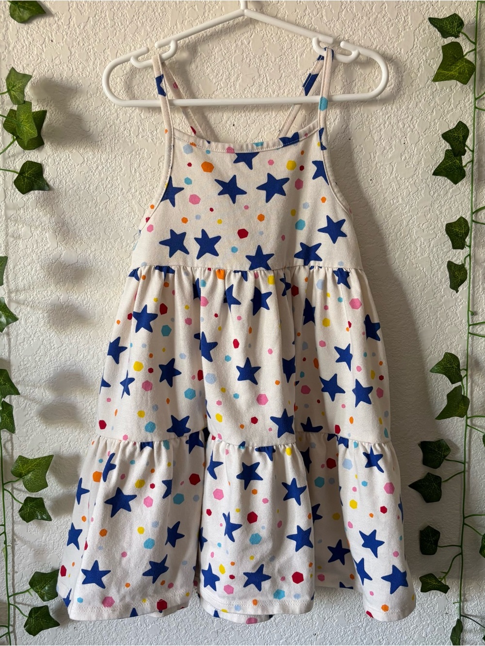 Cat & Jack Toddler Girls Racerback Tank Dress Stars Dots Outfit Size 5T